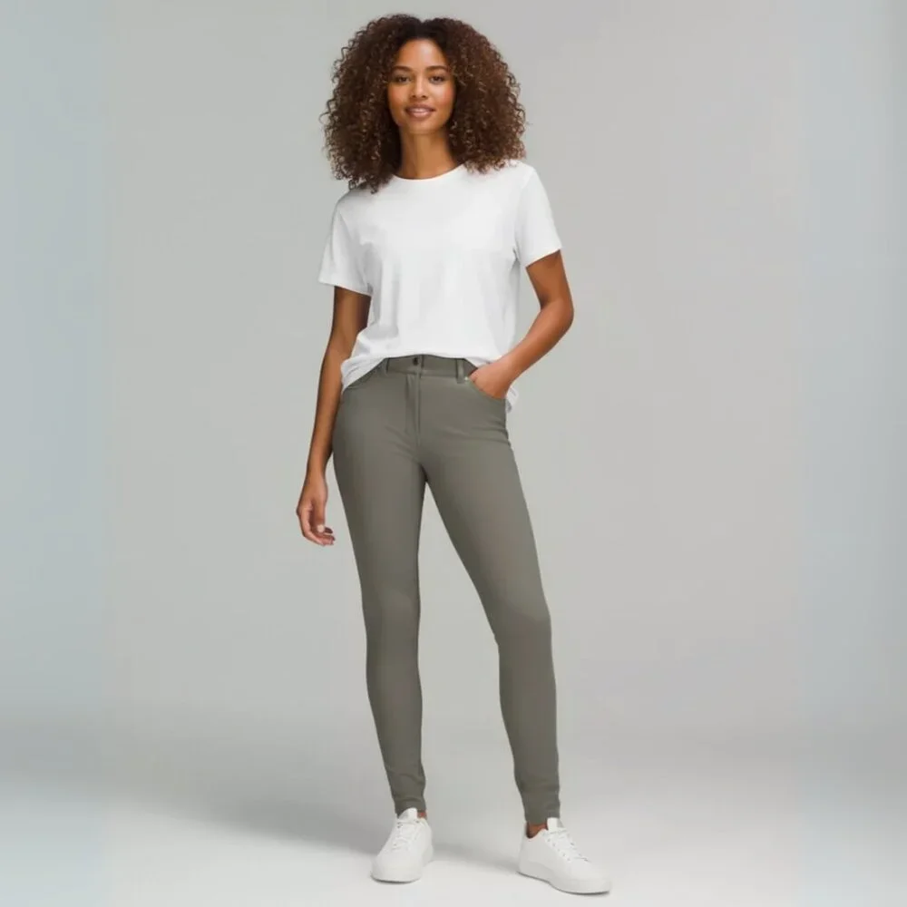 Lululemon City Sleek Slim-Fit 5 Pocket High-Rise Tapered Pant Grey Sage 30 EUC